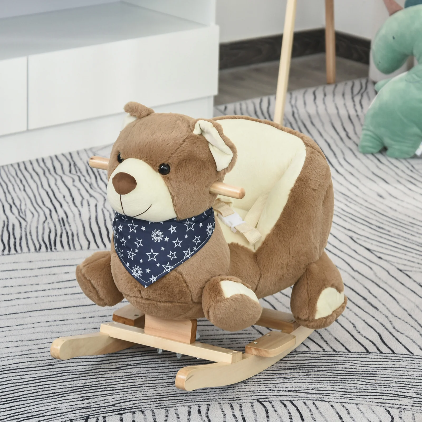 Deluxe Baby Rocking Horse with Lullaby, Bear-Themed Animal Ride-On Toy - Image 11