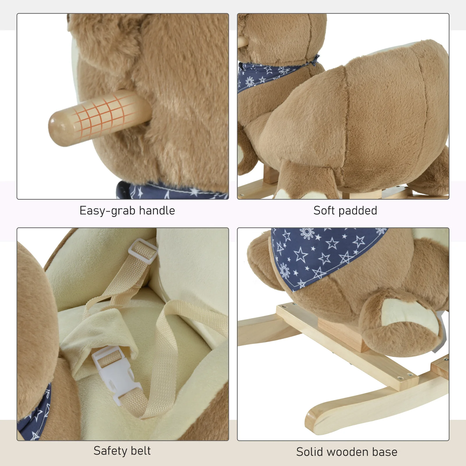 Deluxe Baby Rocking Horse with Lullaby, Bear-Themed Animal Ride-On Toy - Image 7