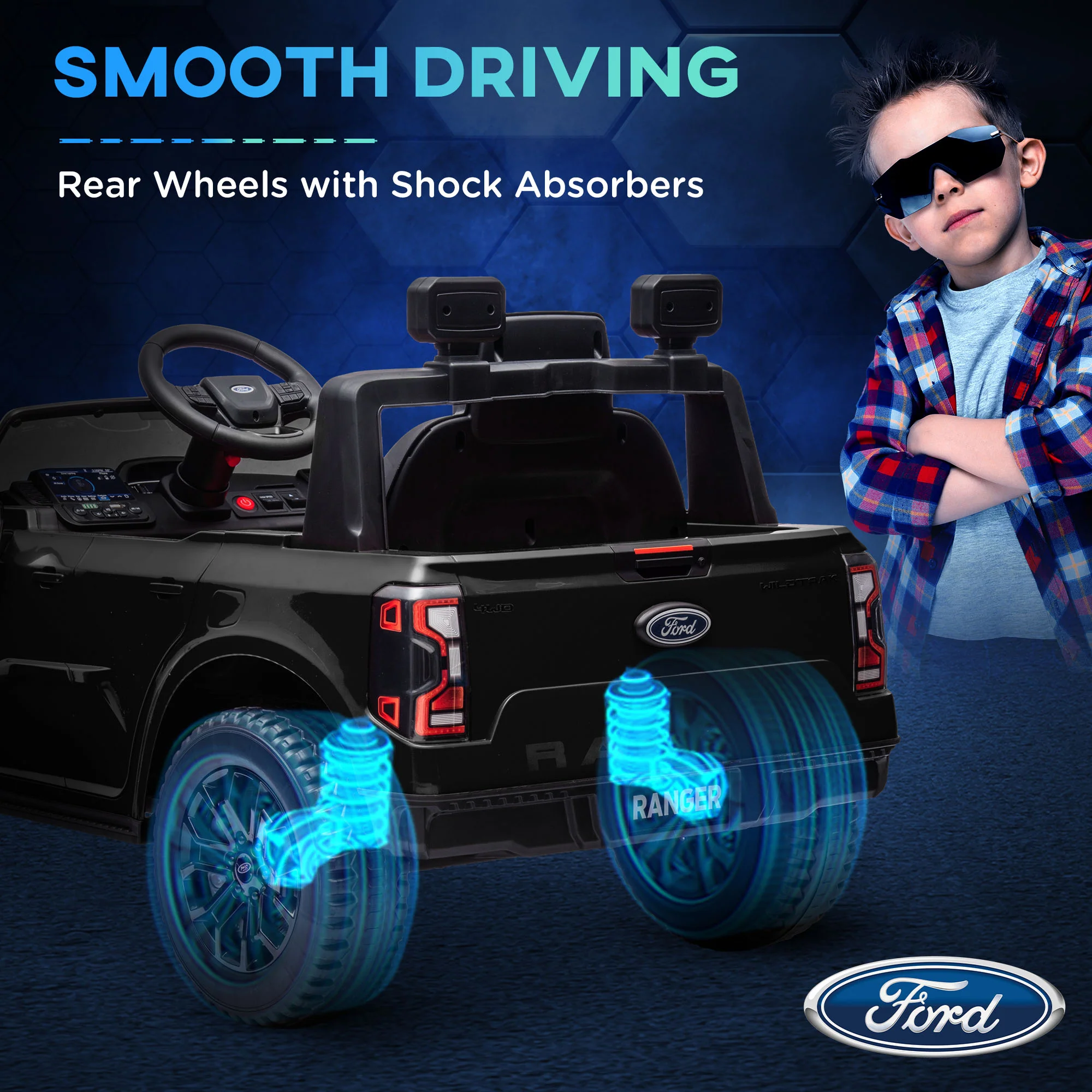 Ford Ranger Licensed 12V Kids Ride-On Car with Toy Storage - Image 30