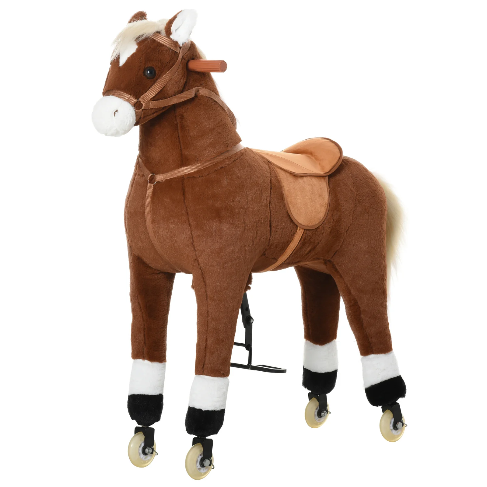 Kids Ride-On Walking Horse with Easy Rolling Wheels and Soft Huggable Body