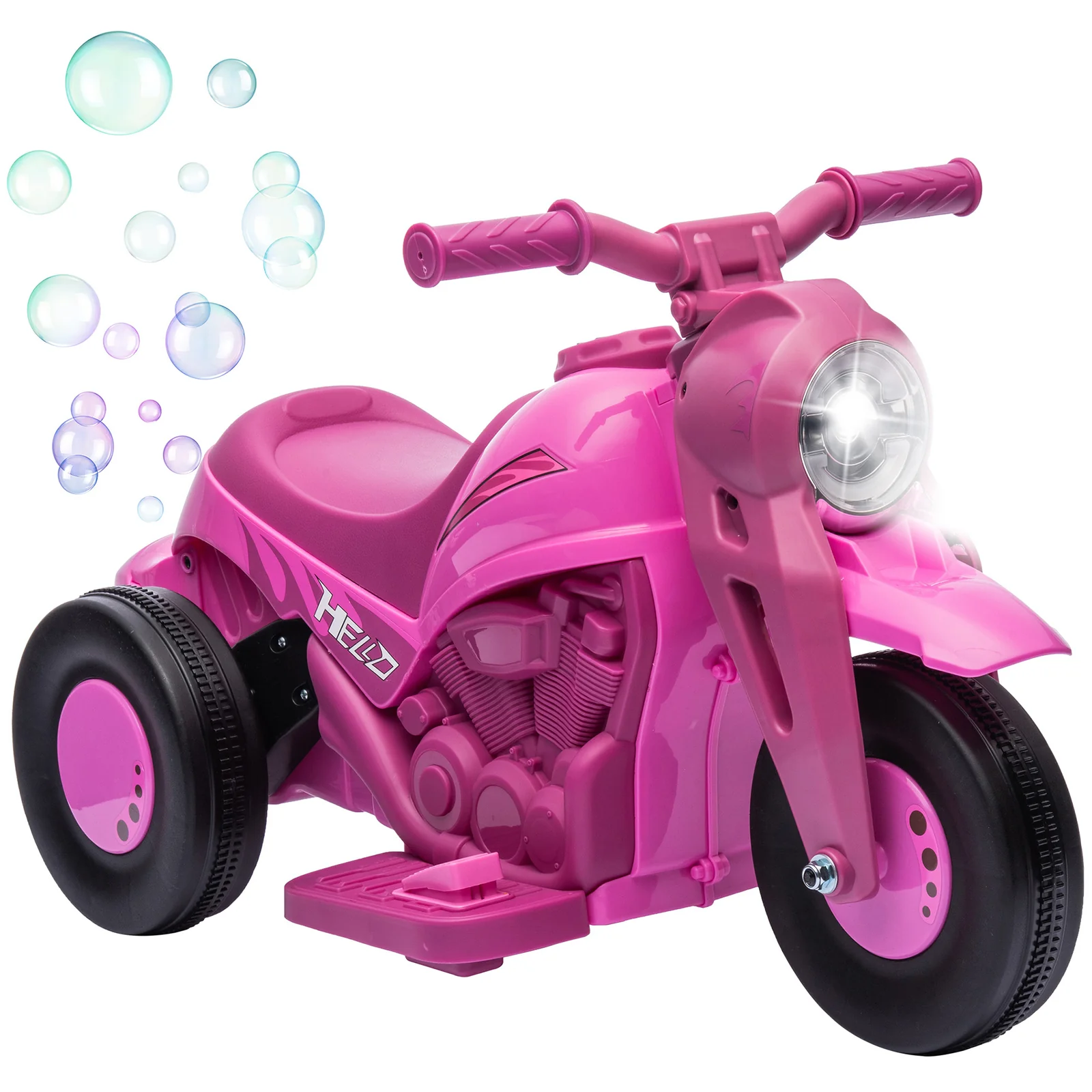 6V Electric Ride-On Bubble Car for Kids, 3-Wheeled Motorcycle with 2 MPH Speed