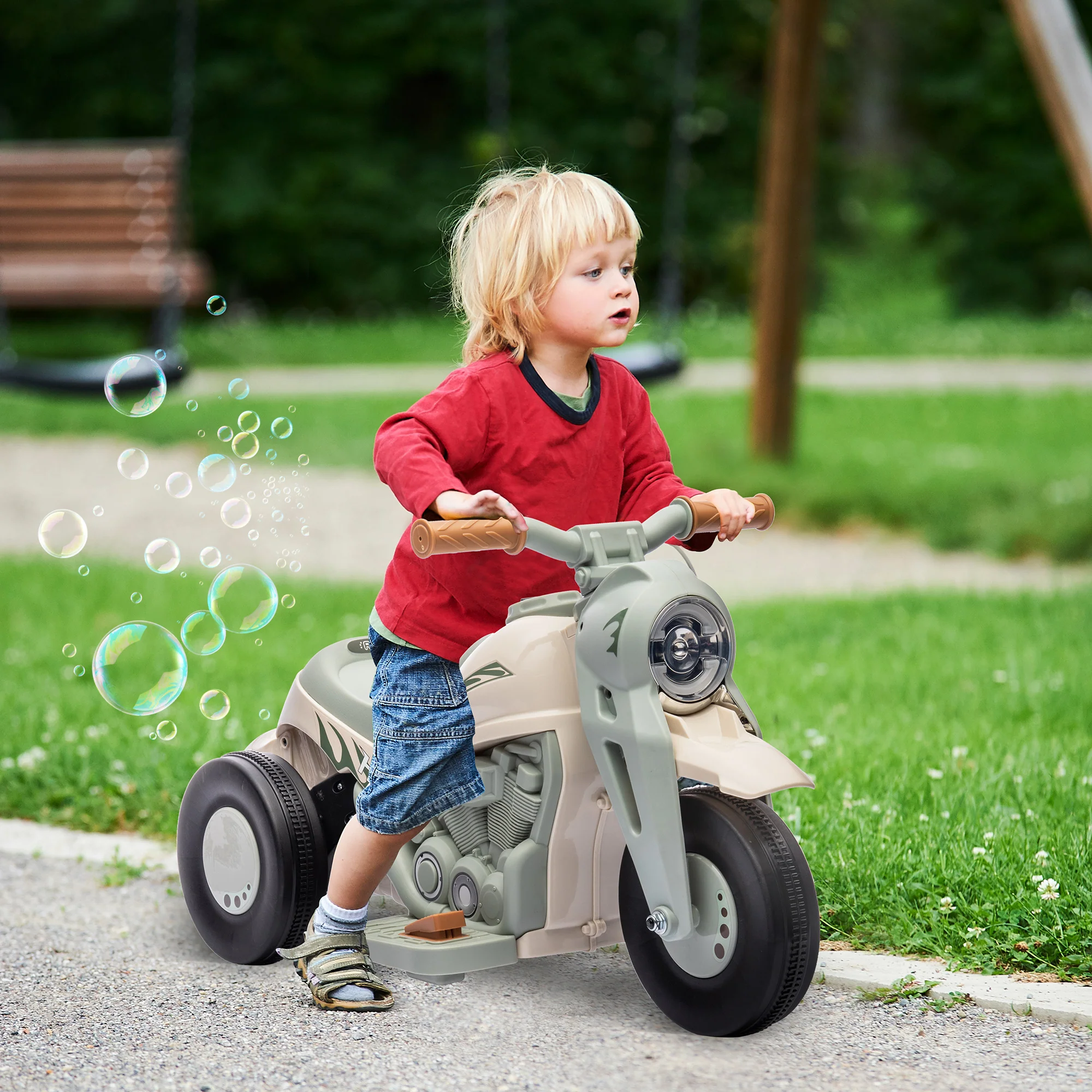 6V Ride-On Motorcycle and Bubble Car with Music