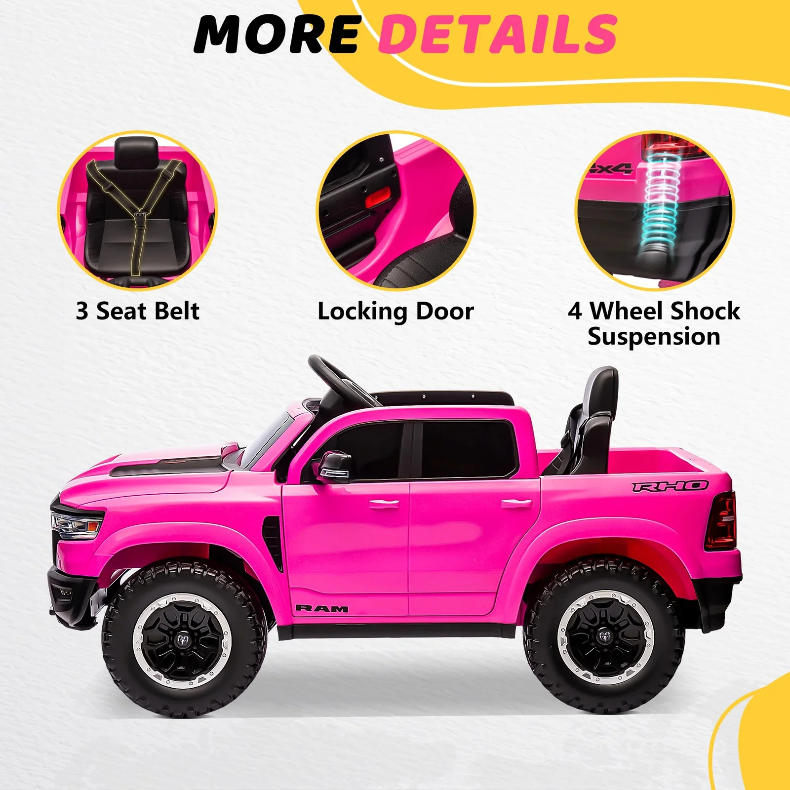 12V Ride-On Toy Car with Remote Control and 4-Wheel Suspension - Image 6