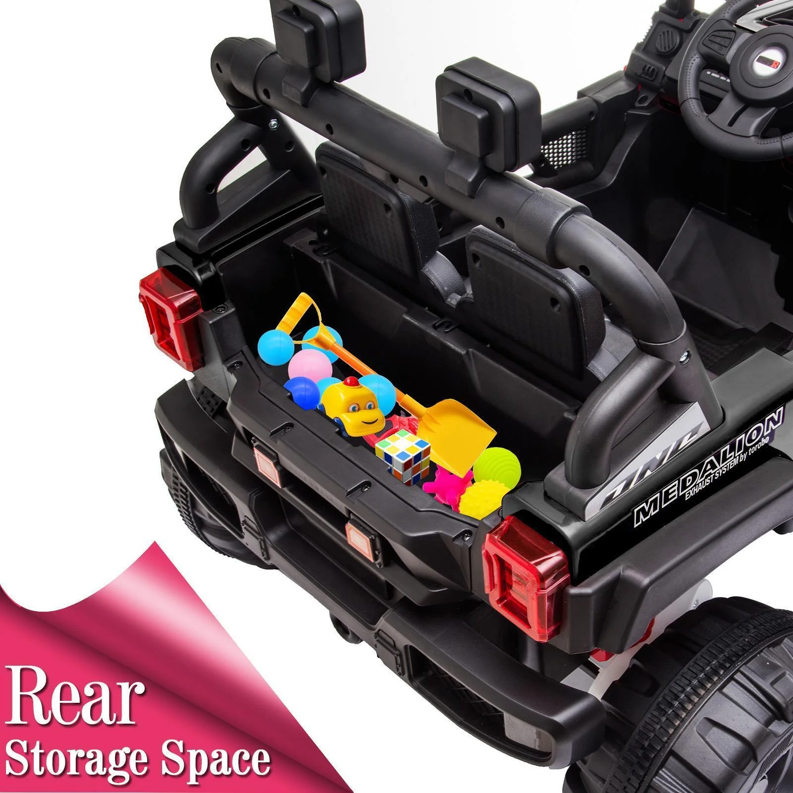Rechargeable Electric Car Toy with Adjustable Seat Belt and 3 Speeds - Black - Image 12