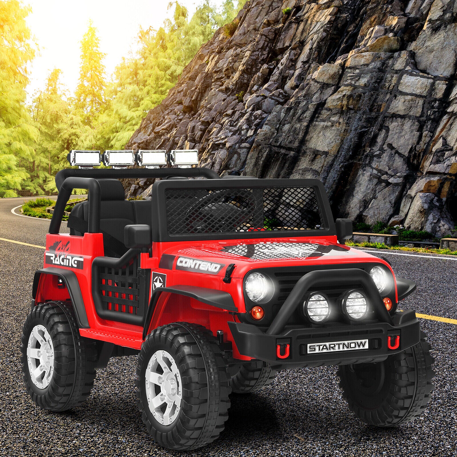 Red 12V Kids Ride On Truck with Remote Control & Lights - Electric Car for Endless Fun! - Image 3