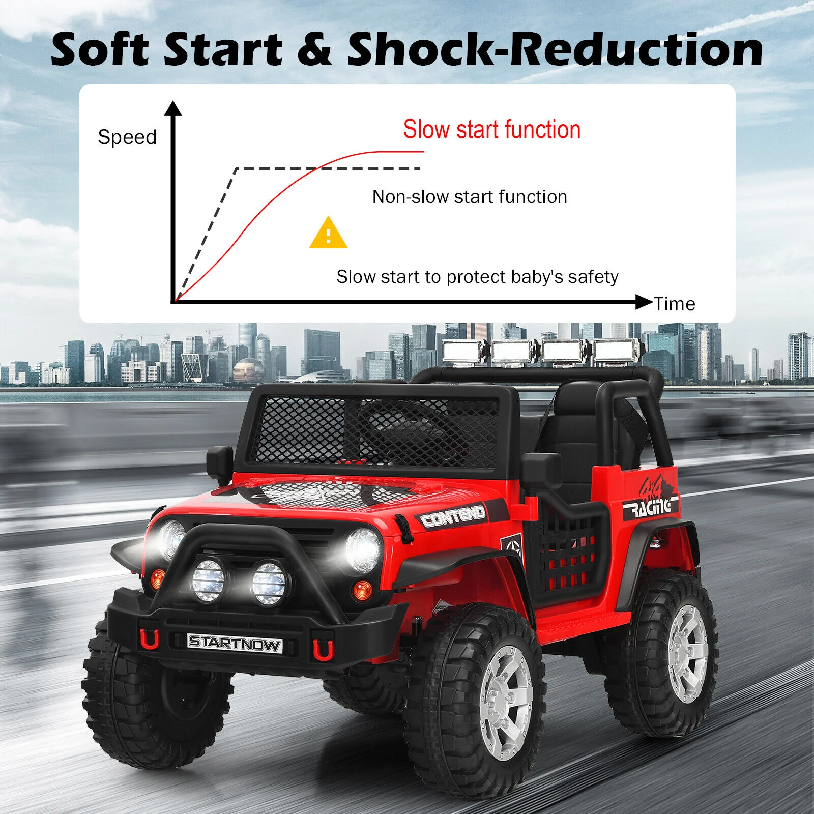 Red 12V Kids Ride On Truck with Remote Control & Lights - Electric Car for Endless Fun! - Image 6
