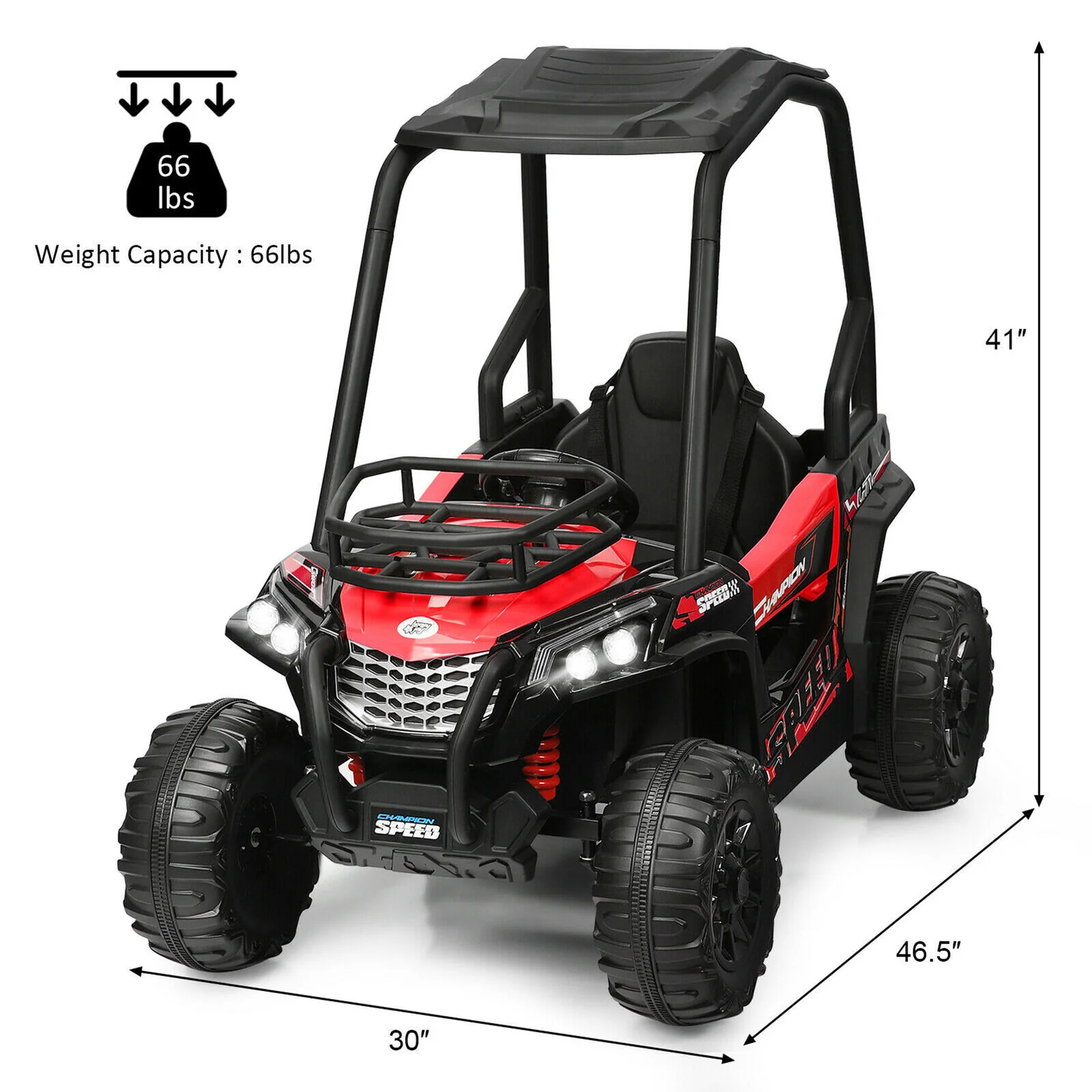Red 12V UTV Truck Ride-On Car for Kids with Remote Control and Music MP3 - Image 2