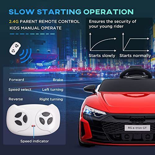 Red Audi 12V Ride On Car with Remote Control for Boys Ages 3-5 - Image 5