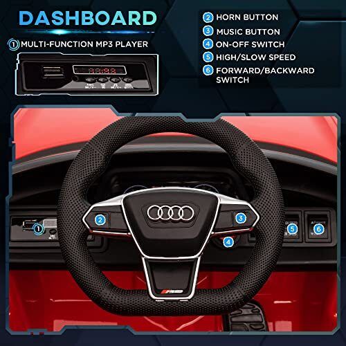 Red Audi 12V Ride On Car with Remote Control for Boys Ages 3-5 - Image 6