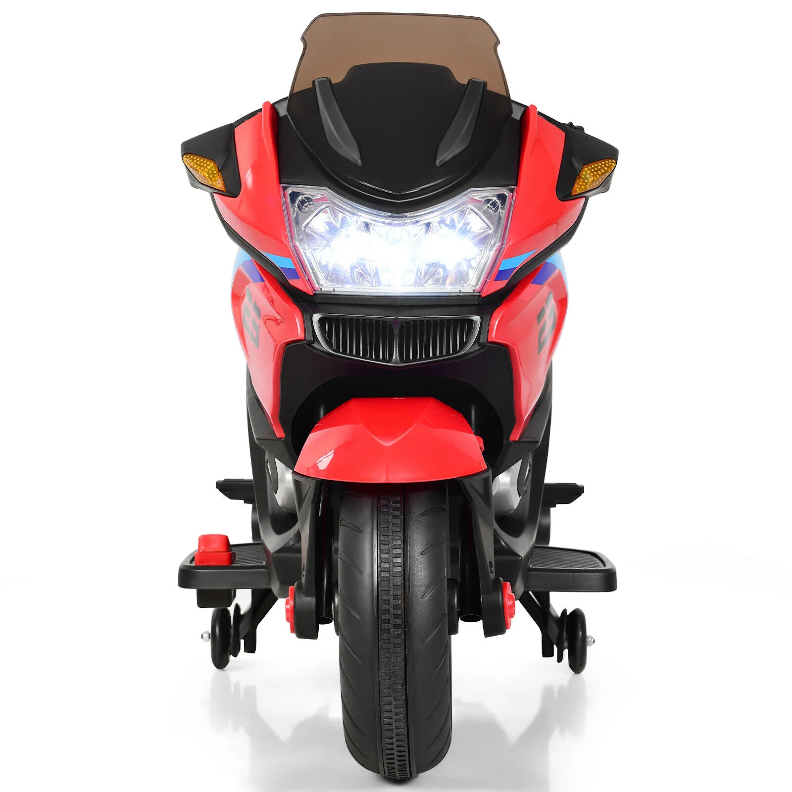 Red Electric Motor Bike for Kids with Training Wheels and Lights - 12V Ride On Motorcycle - Image 11