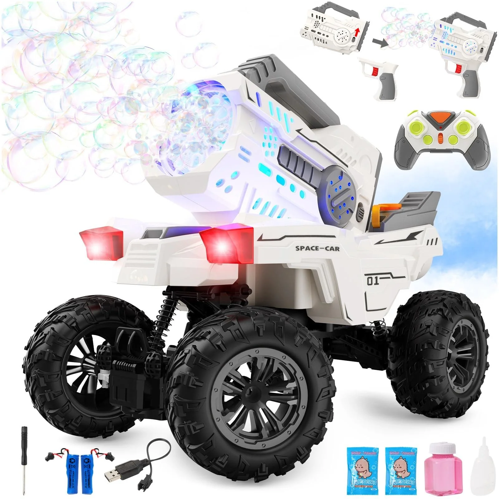 Remote Control RC Car with Built-in Bubble Machine and Blower Toy - Image 7