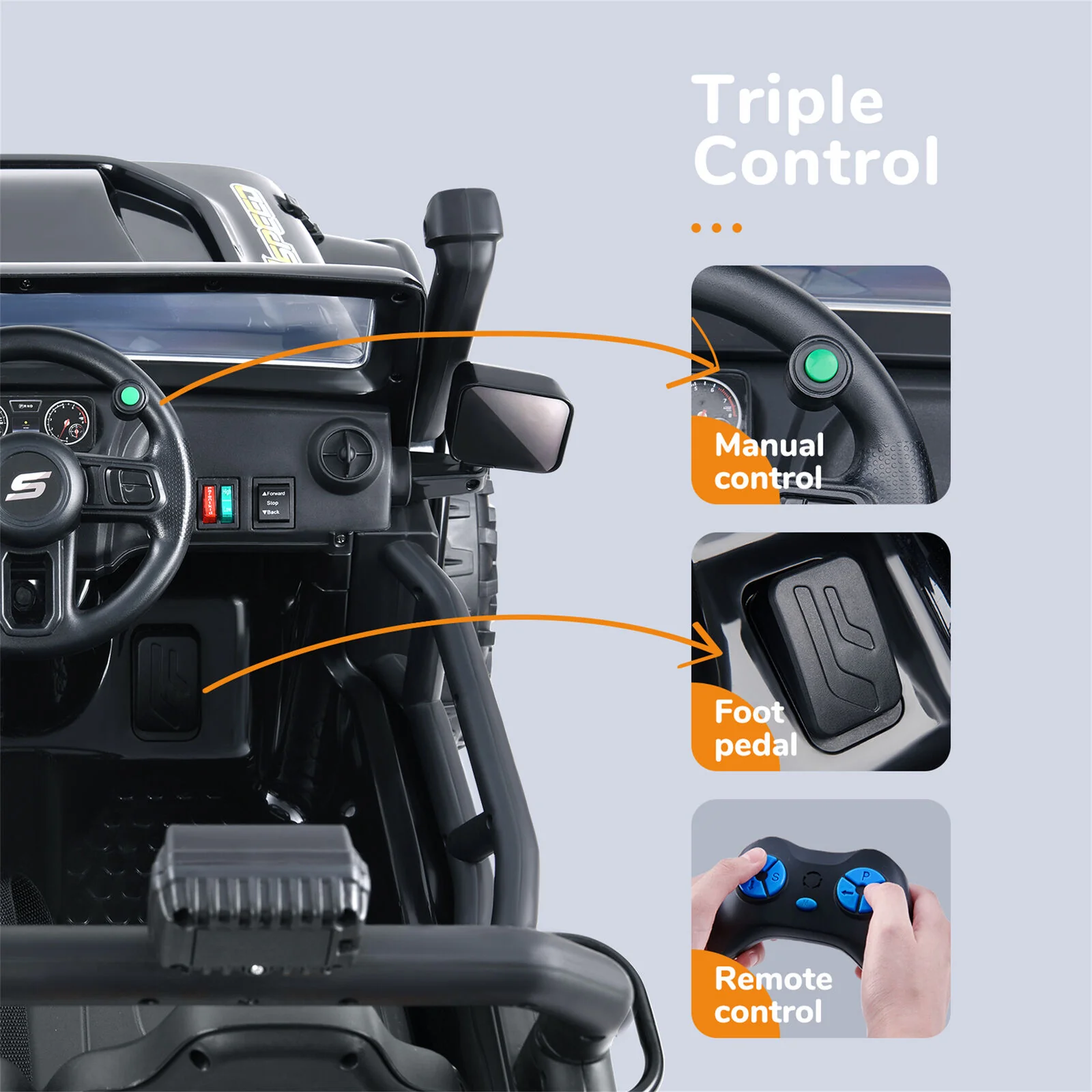 Remote Control Electric Ride-On Truck for Kids with Parent Seat and FM Radio - 12V Power Wheels - Image 5