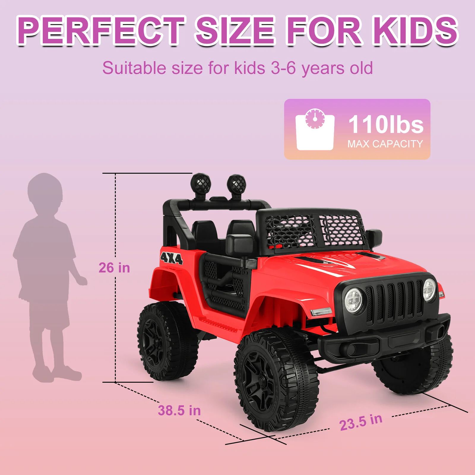 24V/12V Kids Electric Ride-On Truck with Remote Control, 3 Speeds, and LED Lights - Image 2