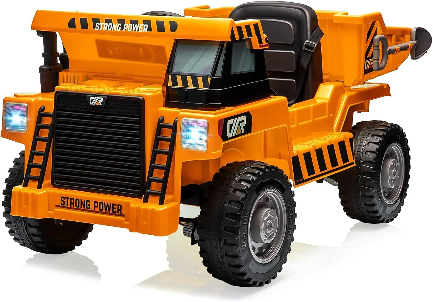 Orange Ride-On Dump Truck with Remote Control and Extra Shovel for Kids