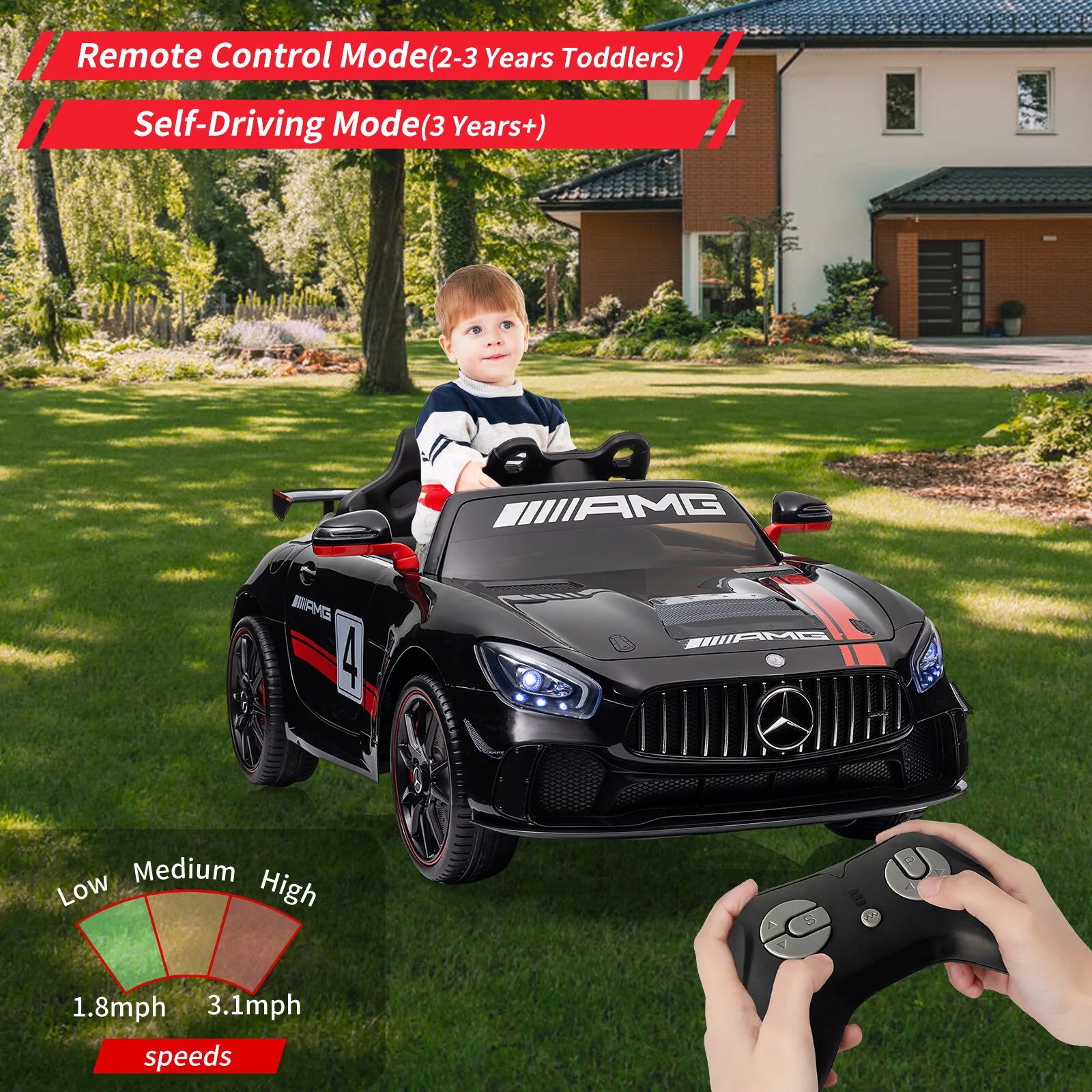 12V Electric Ride-On Car for Kids with Remote Control and Built-In Sound System - Image 5