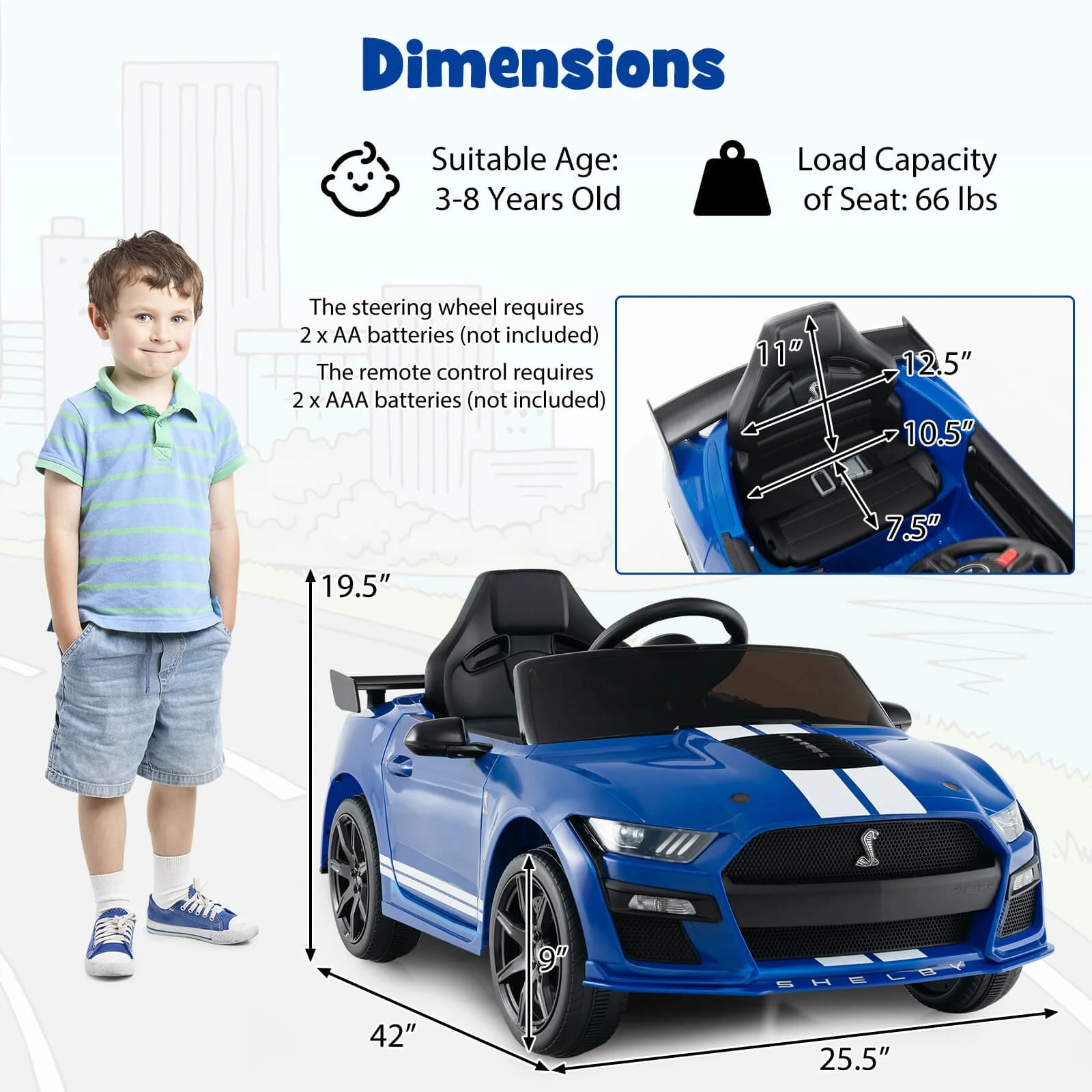 12V Powered Ride-On Ford Mustang Shelby Toy Car for Kids - Image 7