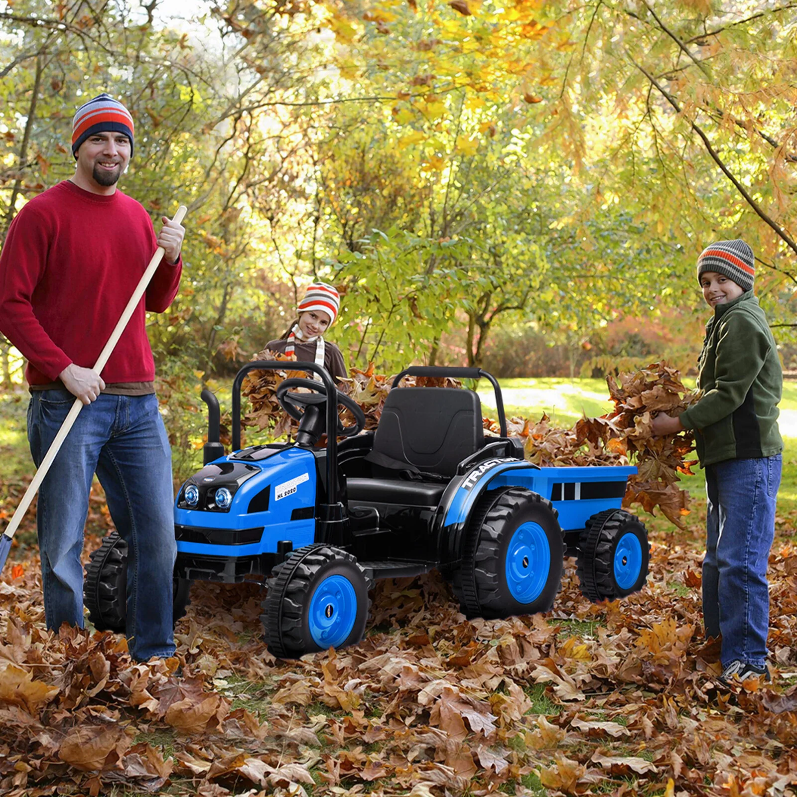 12V Battery-Powered Ride-On Tractor with Trailer and Remote Control Electric Car - Image 19