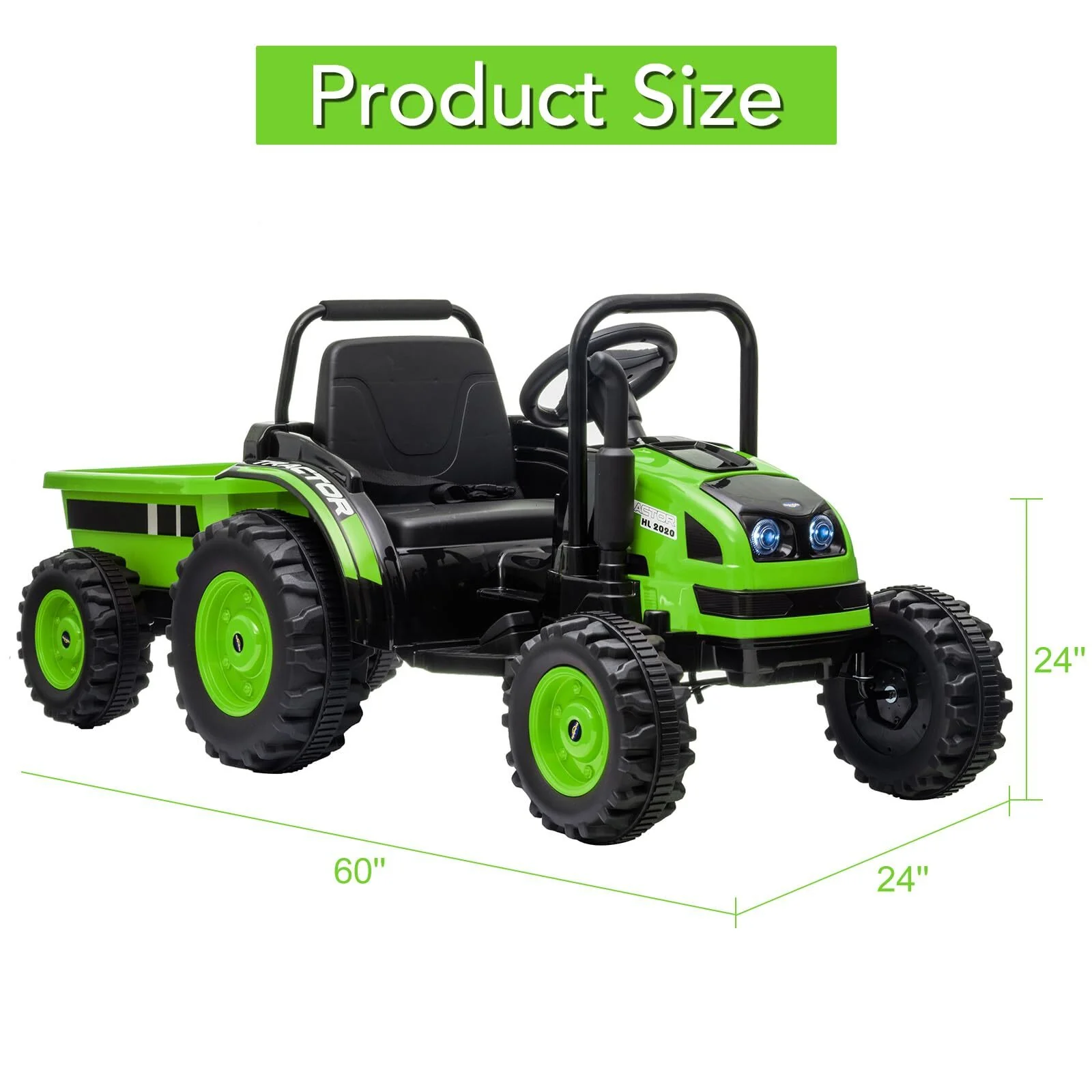 12V Battery-Powered Ride-On Tractor with Trailer and Remote Control Electric Car - Image 9