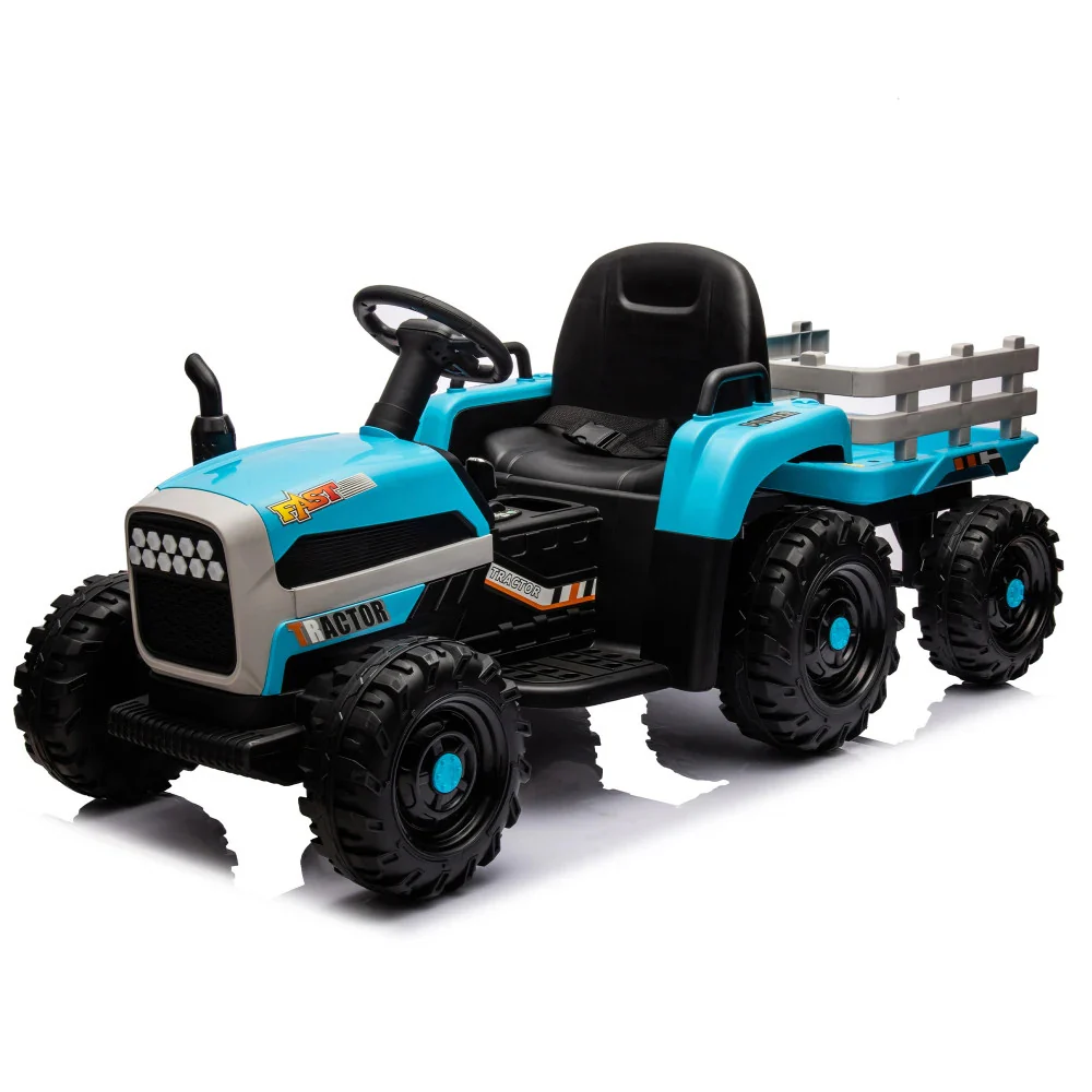 24V Battery-Powered Ride-On Electric Tractor Toy with Trailer and Dual 200W Motors - Image 6