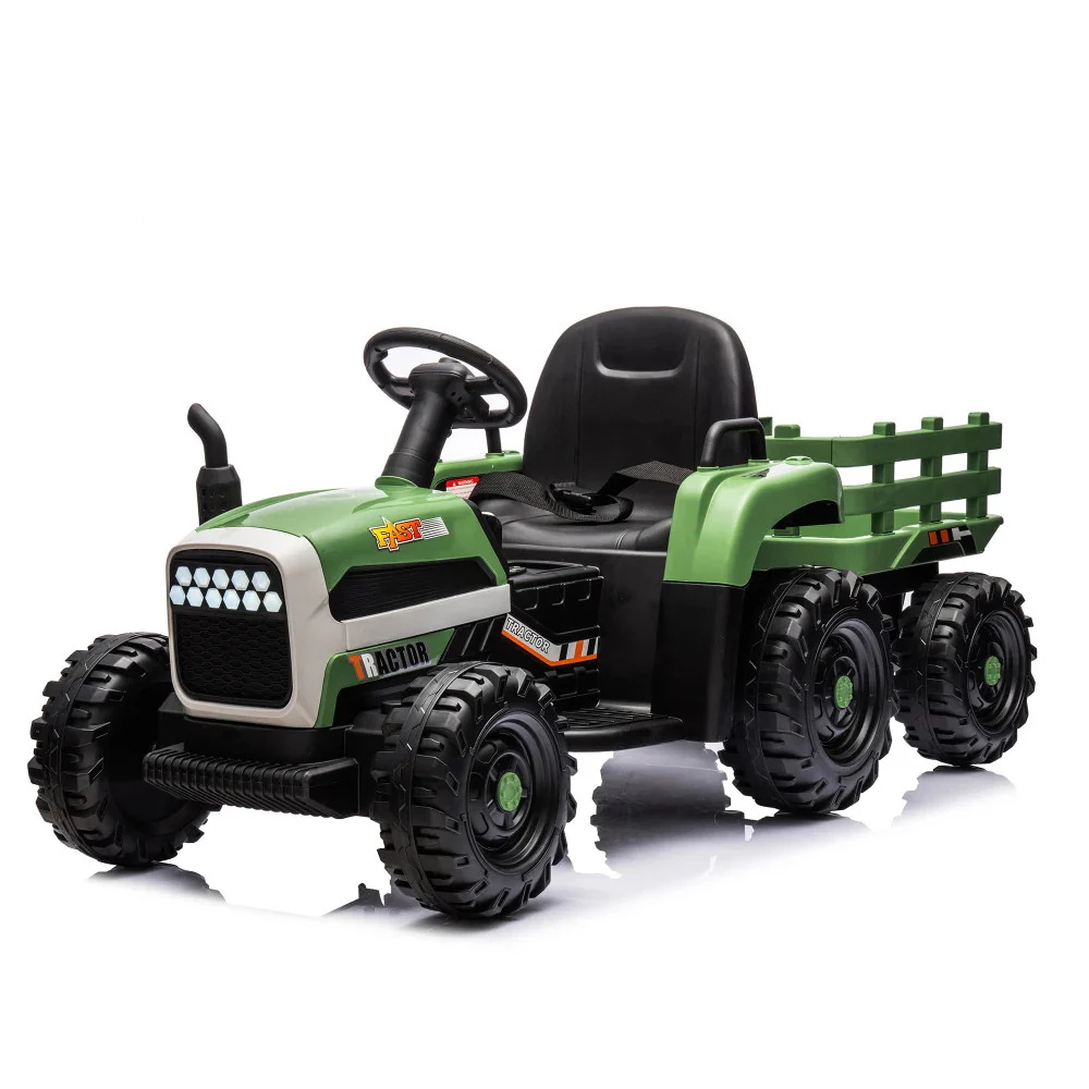 24V Battery-Powered Ride-On Electric Tractor Toy with Trailer and Dual 200W Motors - Image 7
