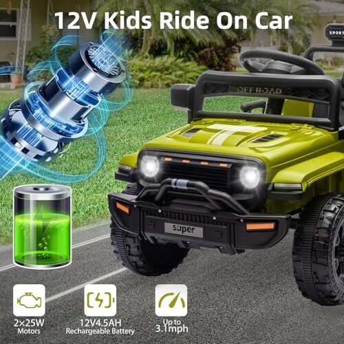 12V Battery-Powered Electric Ride-On Truck for Kids with Remote Control - Image 9