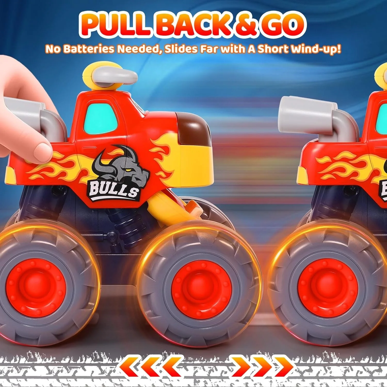 Pull-Back Monster Trucks for Toddlers (Ages 1-3) – Durable Educational Toy - Image 6