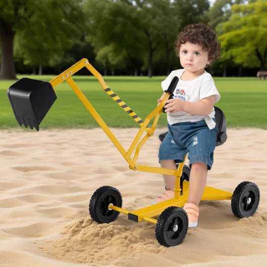 Kids' Sandbox Excavator Toy with Dual Controls and Adjustable Shovel - Image 2