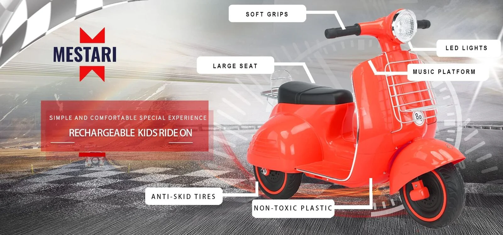 Stable 3-Wheel Electric Tricycle for Kids - Mestari Kids Ride-On Motorcycle with Slow Speed Control - Image 2