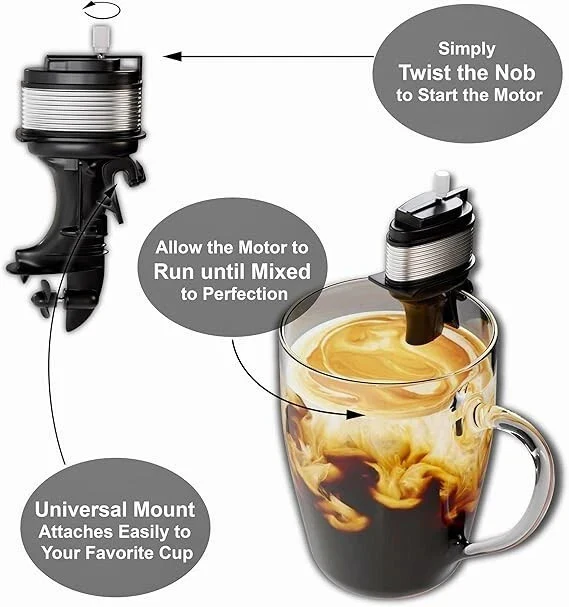 HMC Boat Motor Coffee Mixer - Whimsical Wind-Up Gadget - Image 2