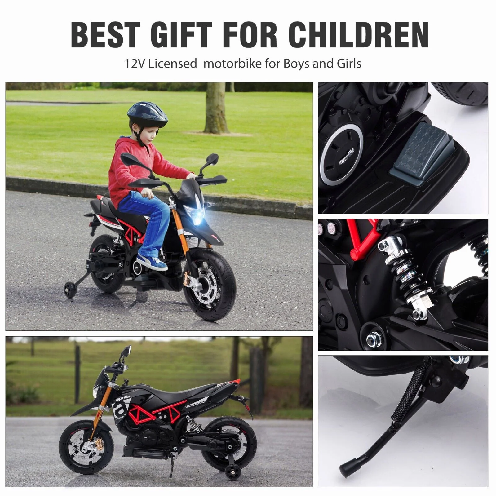 TOBBI 12V Aprilia Licensed Electric Dirt Bike for Kids - Perfect Xmas Gift! - Image 10