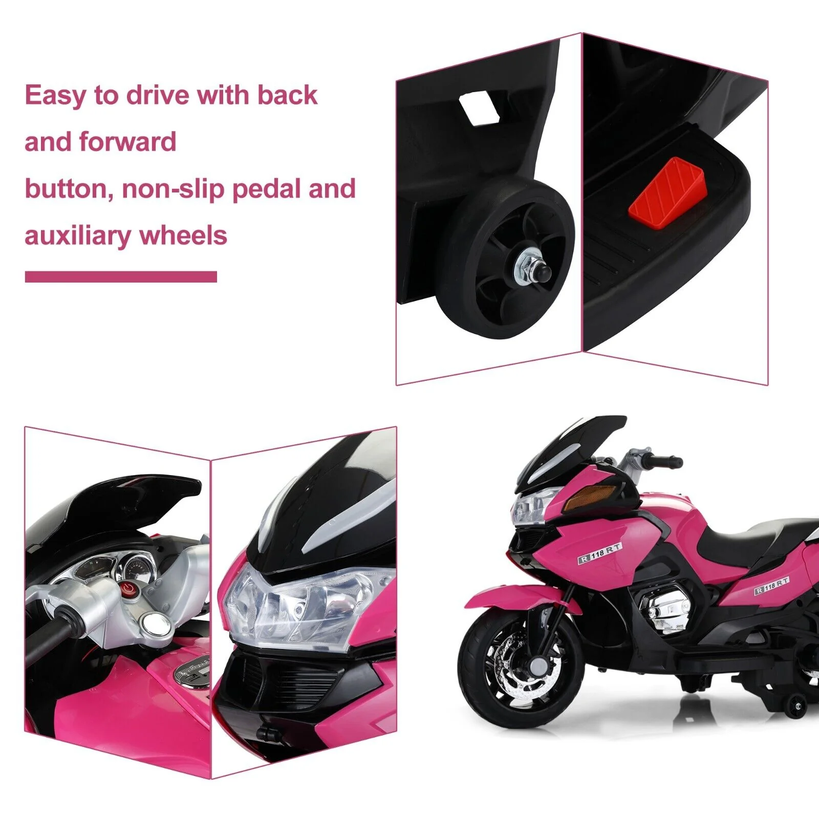 TOBBI 12V Electric Kids Ride-On Motorcycle with Training Wheels - Image 9