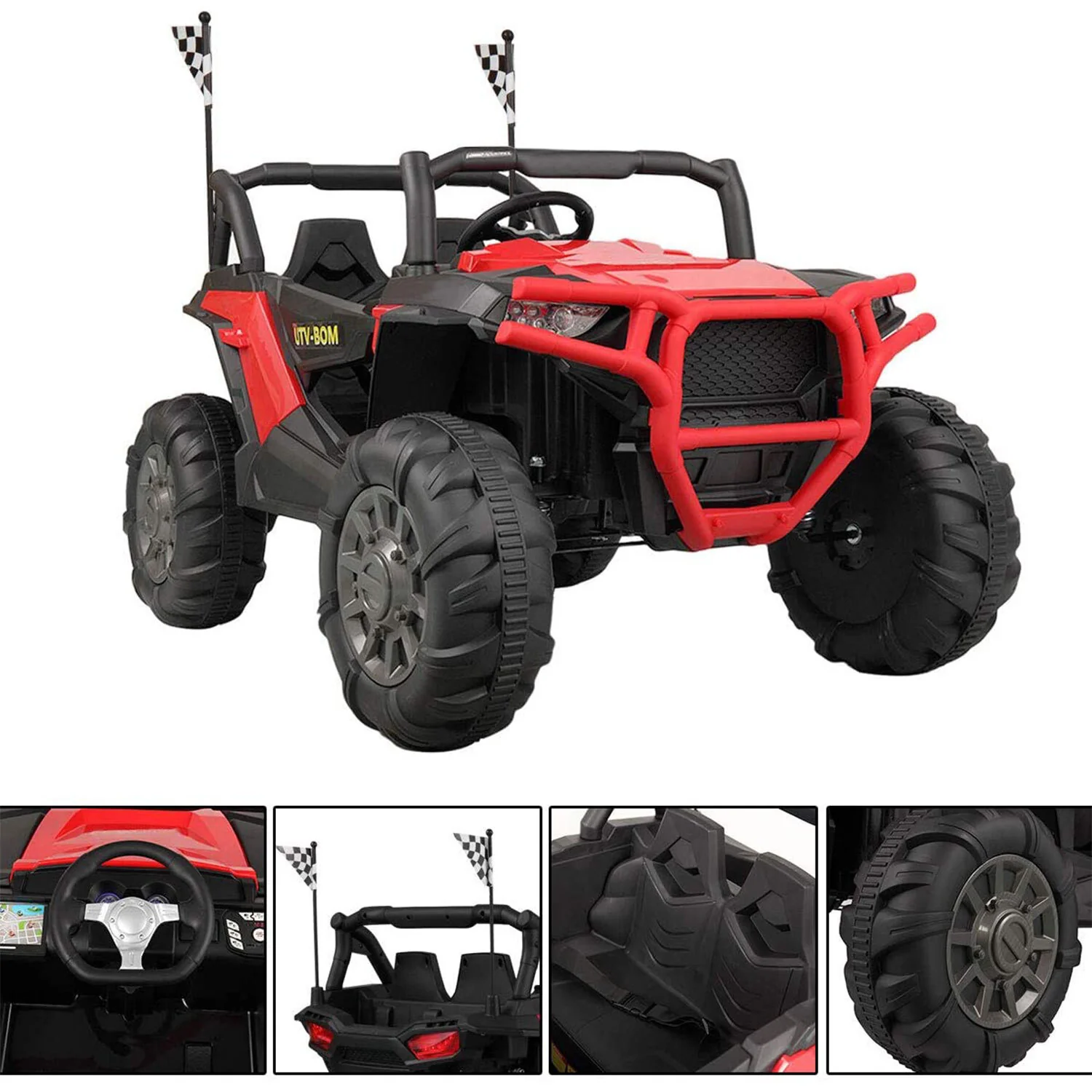 12V Kids Electric Battery-Powered Ride-On SUV Buggy Car with 3 Speed Settings Red - Image 3