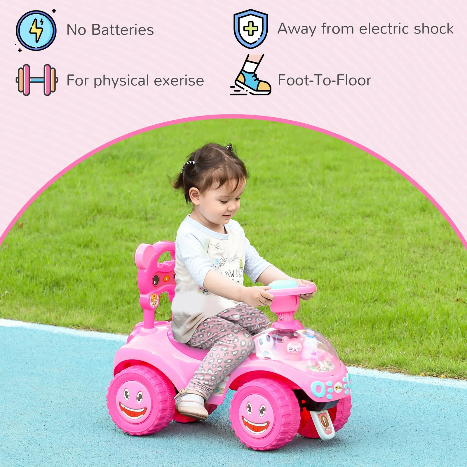 Toddler Push and Ride Foot-to-Floor Sliding Car for Kids Pink - Image 8
