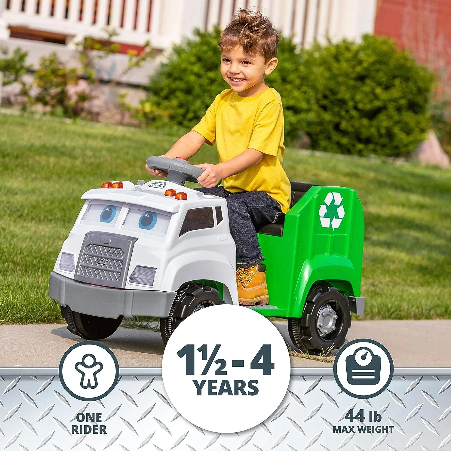6V Battery-Powered Toddler Recycling Truck with Sound Effects for Ages 1.5+ - Image 3