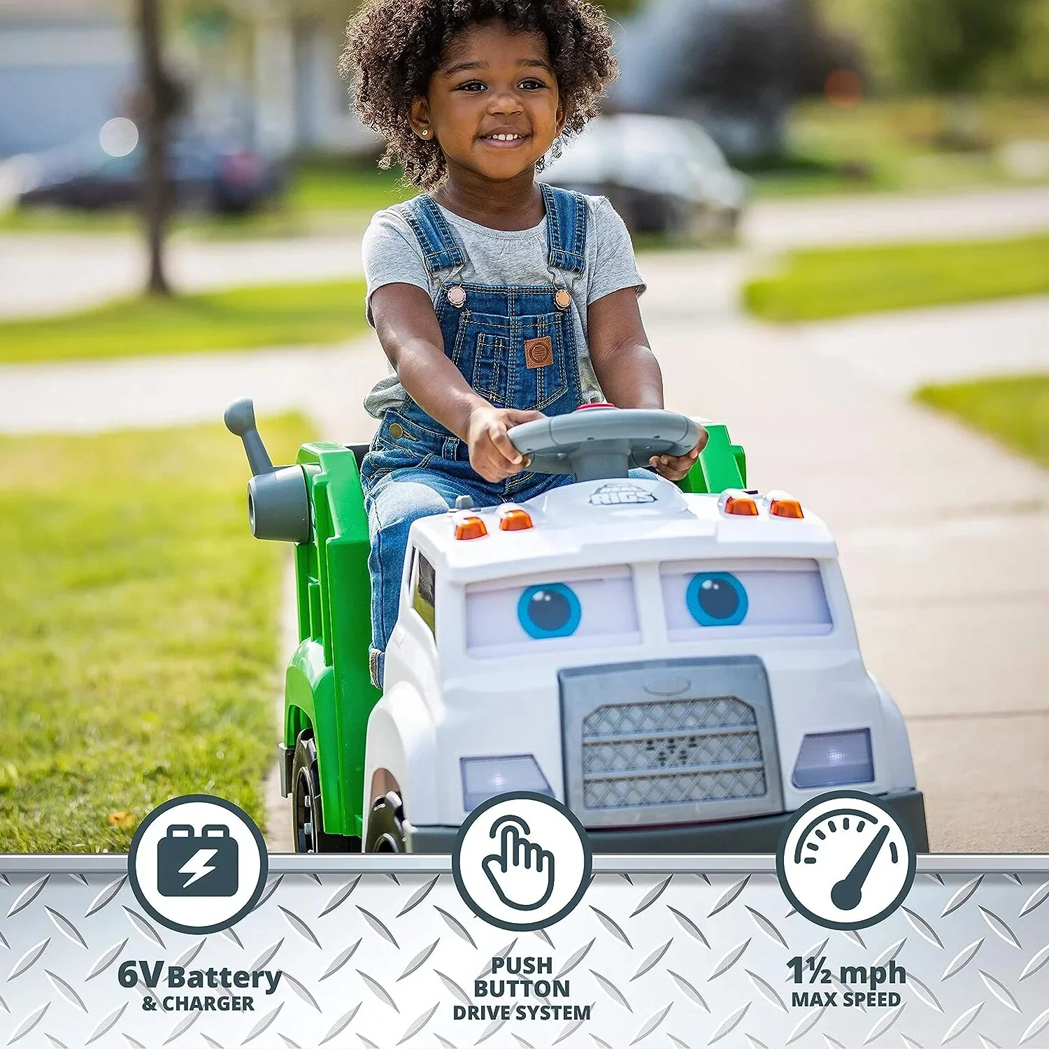 6V Battery-Powered Toddler Recycling Truck with Sound Effects for Ages 1.5+ - Image 4