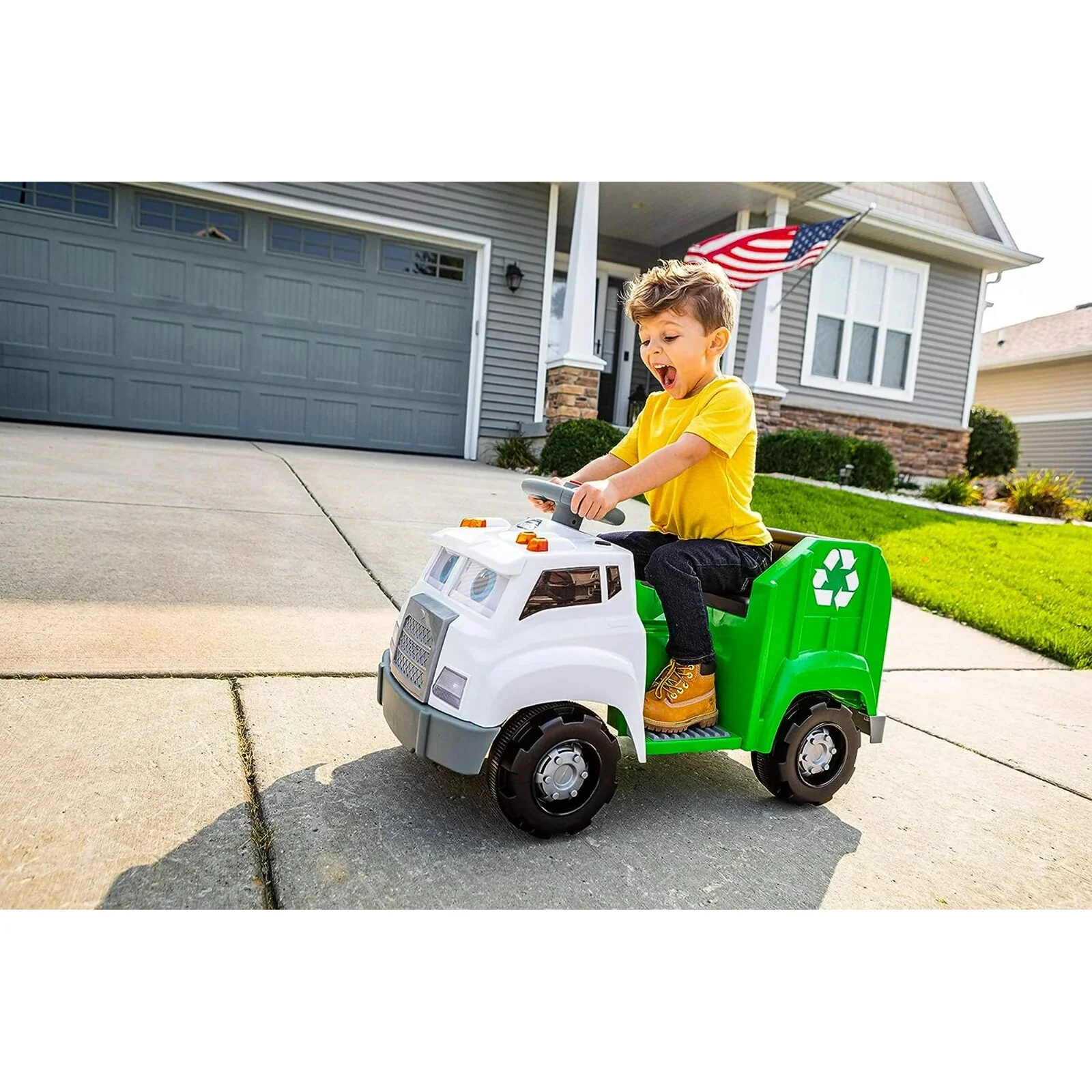 6V Battery-Powered Toddler Recycling Truck with Sound Effects for Ages 1.5+ - Image 7