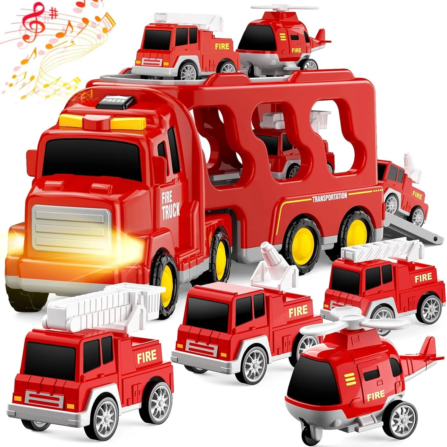 5-in-1 Friction Power Fire Truck Toy Vehicle for Kids Ages 3-9 - Image 8