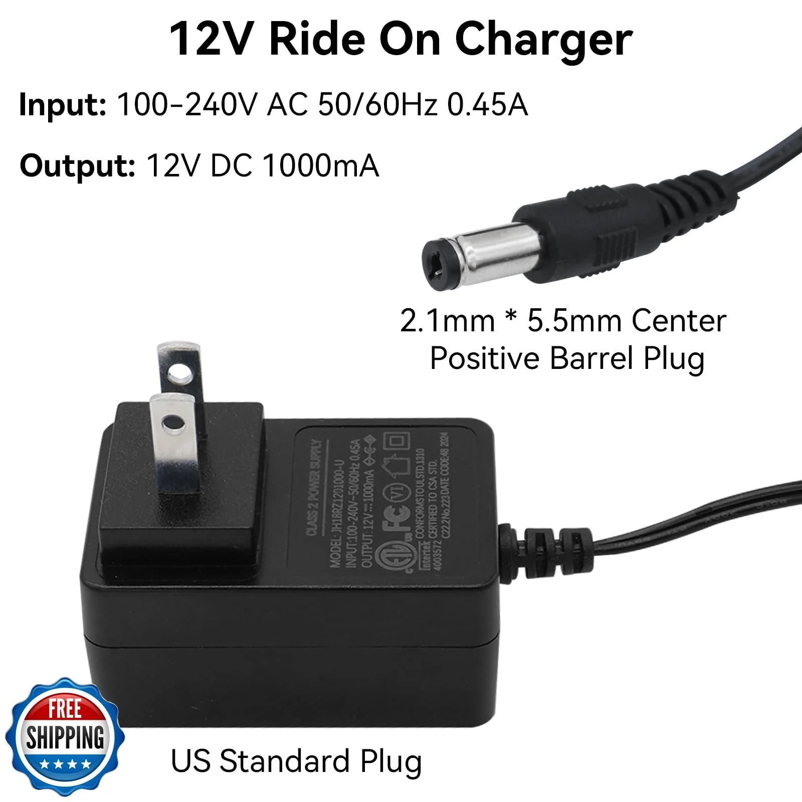 12V Battery Charger for Kids Ride-On Electric Bump Car Toy - Image 5