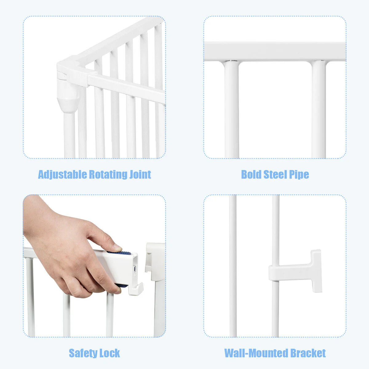 Versatile 8-Panel Metal Play Yard and Pet Barrier with Adjustable Wall Mount - Image 11