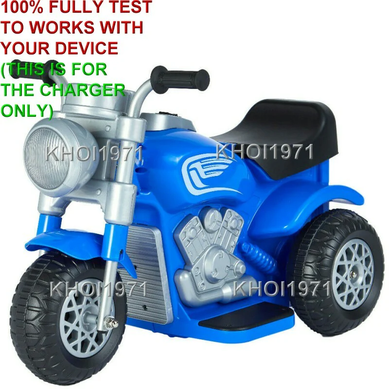 AC Wall Charger Adapter for 6V Battery 3-Wheel Ride-On Motorcycle Toy in Blue and Red - Image 3