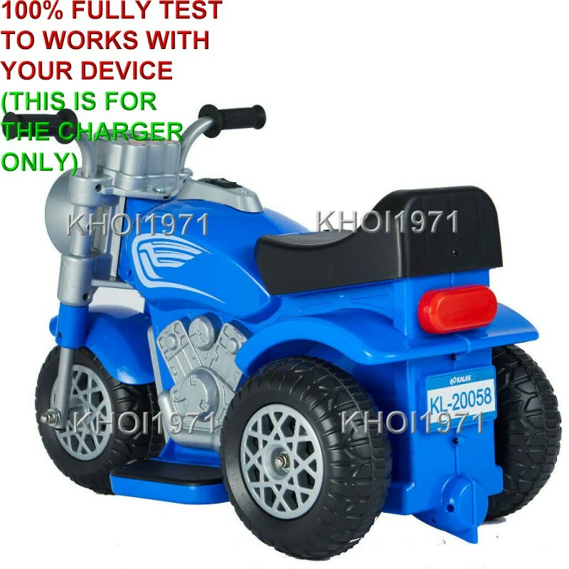 AC Wall Charger Adapter for 6V Battery 3-Wheel Ride-On Motorcycle Toy in Blue and Red - Image 6