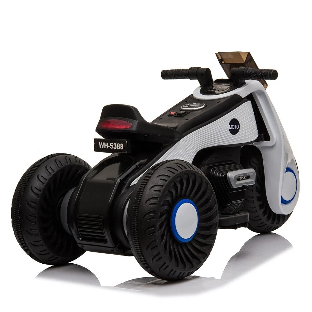 White 3-Wheel Electric Motorcycle for Kids with Dual Drive System - Image 10