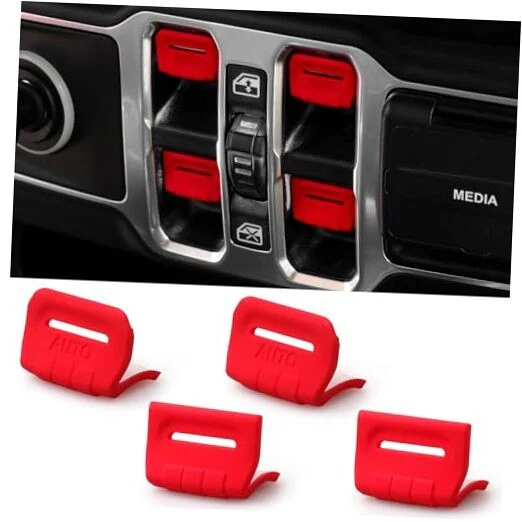 Red Window Button Cover Compatible with 2018-2025 Jeep Wrangler JL Unlimited Sahara Rubicon - Image 9