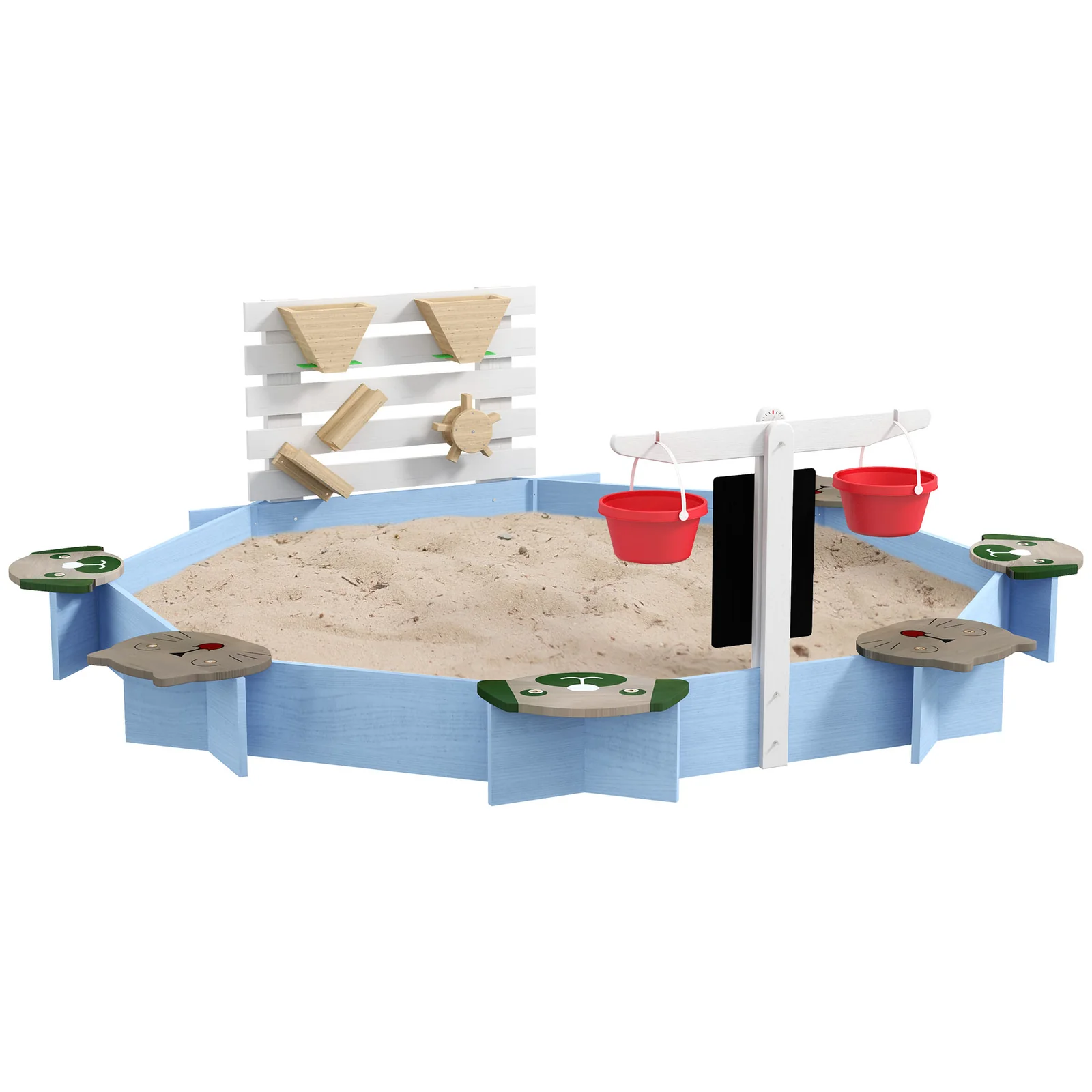 Wooden Sandbox for Ages 3-7, 85"x85"x25", Blue - Image 6
