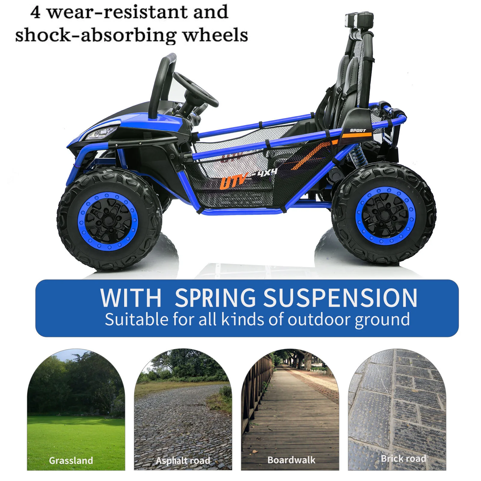 24V Kids 2-Seater Electric Ride-On UTV Truck with 4WD and 320W Motor, Remote Control - Image 15
