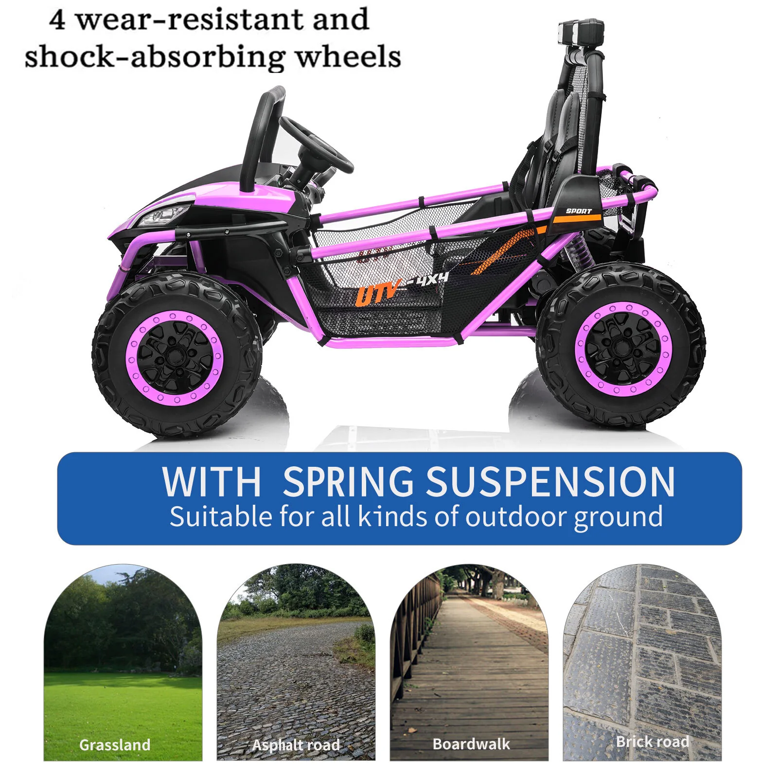 24V Kids 2-Seater Electric Ride-On UTV Truck with 4WD and 320W Motor, Remote Control - Image 24