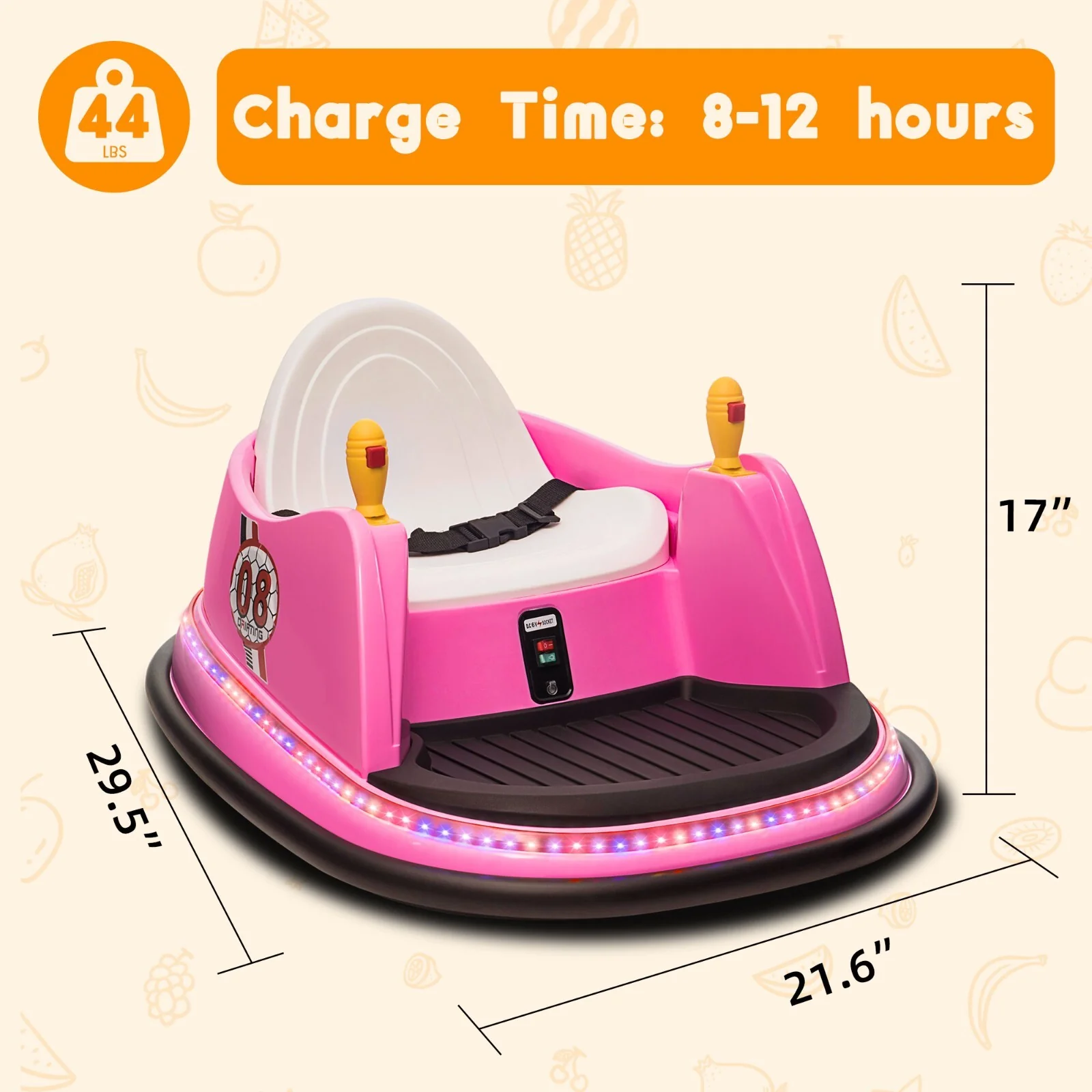 12V Kids Ride-On Bumper Car with Remote Control and 360° Spin Toddler Toy Pink - Image 6