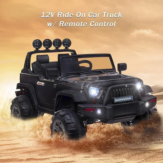 12V Electric Ride-On Pickup Truck for Kids with 3 Speeds and Remote Control, Black - Image 8